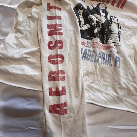 Aerosmith Large Long Sleeve Shirt Womens Cream Excellent 1976 Rocks Tour Graphic - Picture 6 of 10